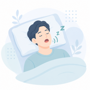 睡眠時無呼吸症候群でいびきがひどい方のイラスト
