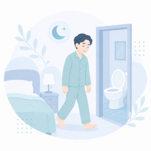 夜間に何度もトイレに起きる方のイラスト